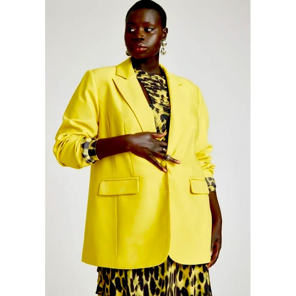 Eloquii Oversized Single Breasted  Blazer Chartreuse 14/16